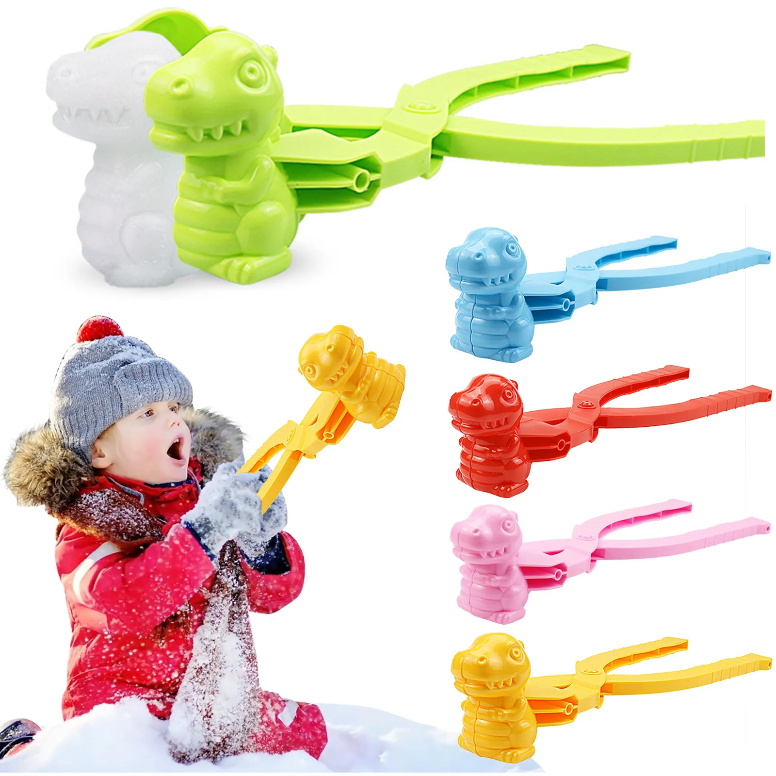 

Cute Snowman Duck Dinosaur Shape Snowball Maker Clip Tongs Kids Winter Outdoor Funny Snow Sand Mold Snowball Fight Sports Toys