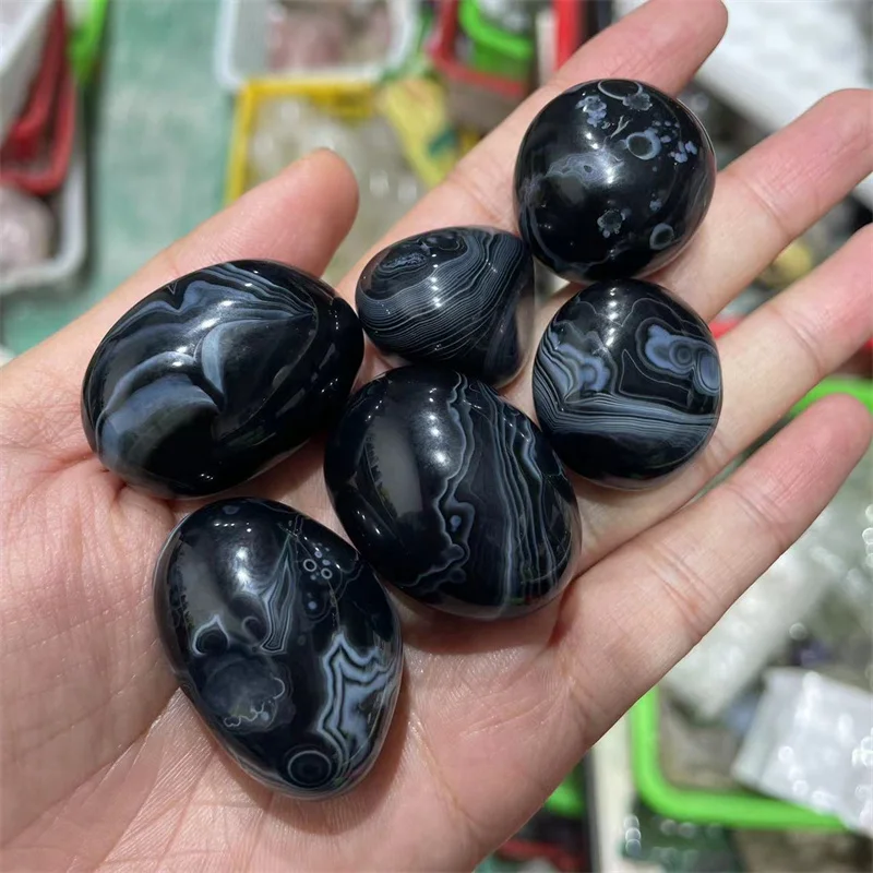Trommelsteine aus schwarzem Onyx, Großpackung 50 g – Bild 5