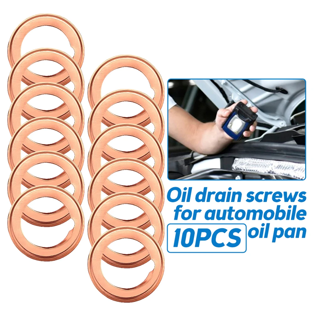 

10pcs Oil Drain Plug Crush Washer Copper Washer Plate Fit For Nissan 370Z / Cube 2010 #11026-01M02/ 11026-JA00A Metal Parts