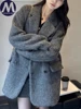 Coats for Woman Autumn Winter New Elegant Long Sleeves Thickening Woolen Suit Jacket Korean Fashion Casual Loose Keep Warm Coat