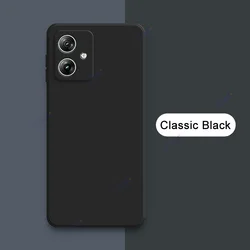 Luxury Dual Layer Cellphone Case Covers - Soft Square Liquid Silicone Armor - Moto G54 Power 5G (Classic Black)