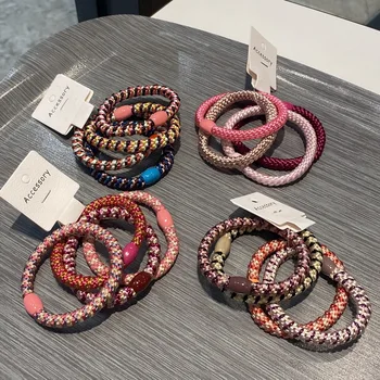 4pcs/set Women High Elastic Hair Tie Weave Rubber Bands For Bracelets thick hair rope knekkies fashion knekki haar elastiek 1