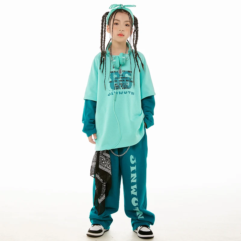 Hip Hop Dance Clothes Girls Boys Long Sleeves Tops Pants Jogger Wear Kids Jazz Street Dance Performance Costume