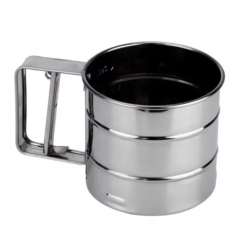 Flour Sifter Baking Flour Sifter Double Layer Fine Mesh Powder Sugar Shaker Duster Handheld Stainless Steel Cake Flour Sieve Tool