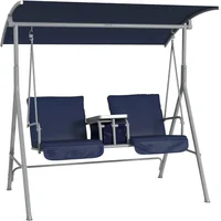 2 Person Porch Swing with Stand, Outdoor Swing with Canopy, Pivot Storage Table, 2 Cup Holders, Cushions for Patio, Backyard 2
