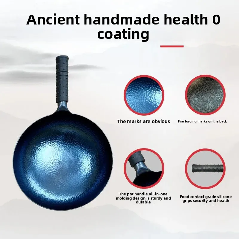High-Grade Handmade Iron Pan Without Coating Health Wok Non-Stick Pan Gas Stove Induction Cooker General Zhangqiu Iron Wok 36CM - Image 5