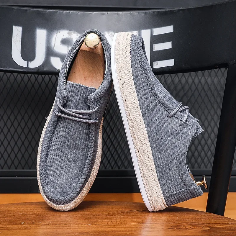 Mens Slip on Casual Shoes Comfortable Canvas Sneakers Mens Boat Shoes Dude Leisure Breathable Driving Moccasins