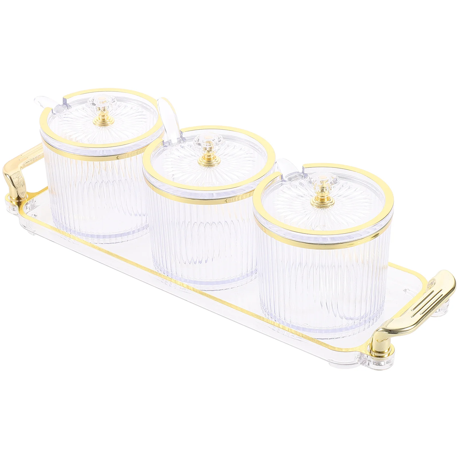 

Household Striped Seasoning Jar Set Spices Clear Pots Acrylic Condiment Containers With Lids