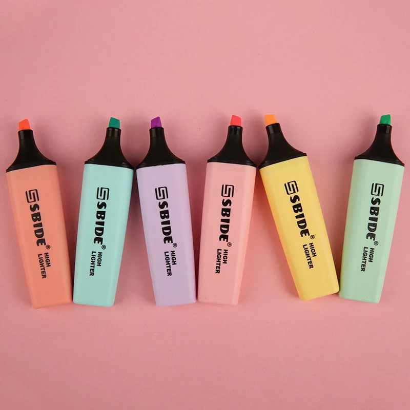 

Candy Color Highlighter Kawaii Macaron Large Capacity Color Marker Marker Pen Graffiti Drawing Pen Student Stationery 6 PCS/set