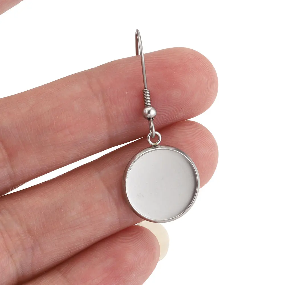 20 Stück 6–30 mm Edelstahl-Ohrring, leere Basis, Cabochon-Basis, Lünette, DIY-Ohrringe, Herstellungszubehör, Cabochon-Fassung, Ohrring-Reifen – Detail 3