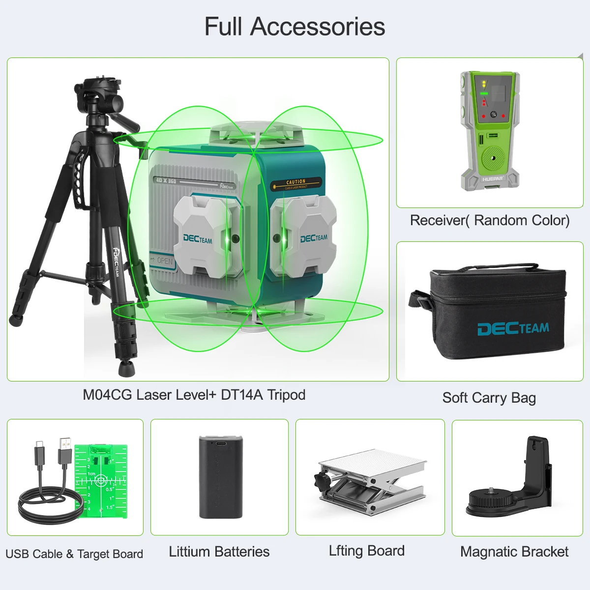 16 Lines 4D Laser Level Green Beam Self-Leveling Cross Line Laser Level Tool Set