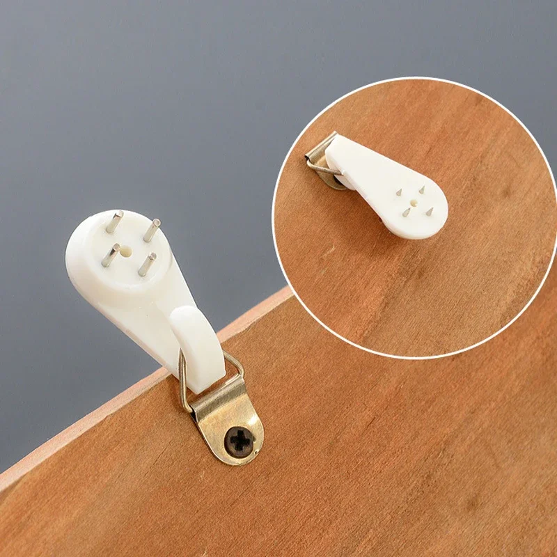 10pcs Seamless White Plastic Invisible Wall Mount Photo Picture Frame Nail Hook Hanger Hard Picture Frame Wall Hooks Nail