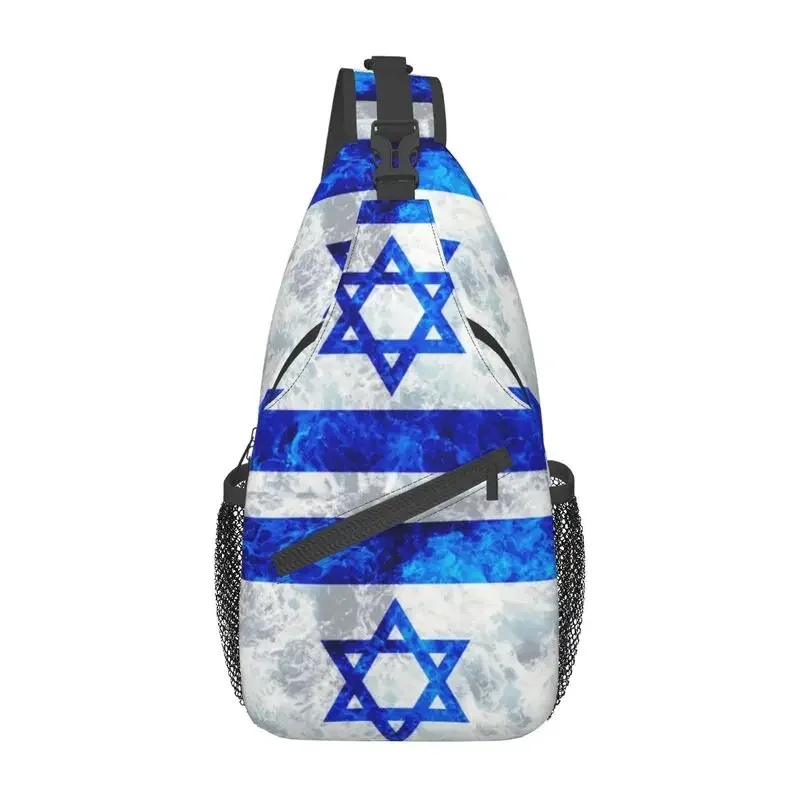 

Fashion Flag Of Israel Crossbody Sling Backpack Men Ocean Waves Shoulder Chest Bags for Camping Biking