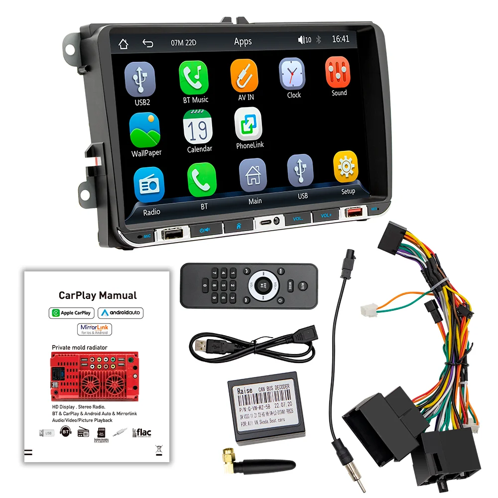 Car Stereo 2din 9'' HD Touch Screen CarPlay Car Radio For VW Volkswagen/Golf/Passat/Seat Car Multimedia MP5 Player FM Audio Stereo