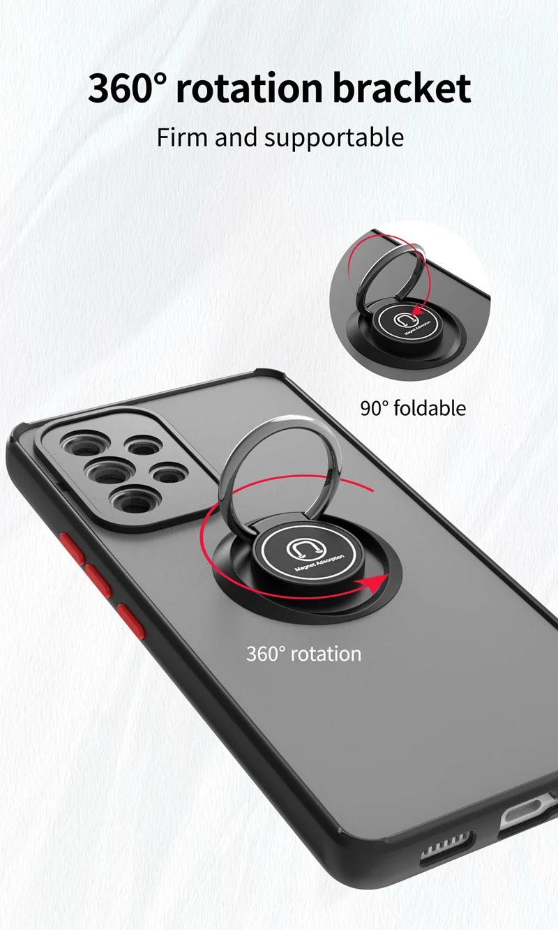 KEYSION Matte Hülle für Samsung A53 A33 A73 5G A23 A13, transparenter Ringständer, stoßfeste Handyhülle für Galaxy A52S_voghion.com