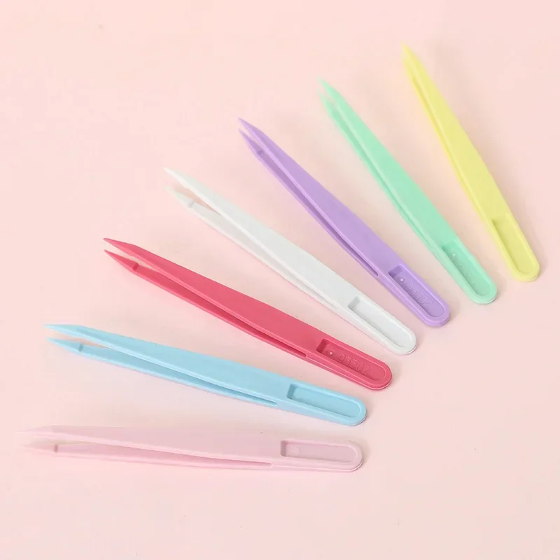 2pcs Manicure Colored Plastic Tweezers Nylon Plus Hard Clip Powder Blue Purple 12CM with Packing Succulent Tools Diy Handmade