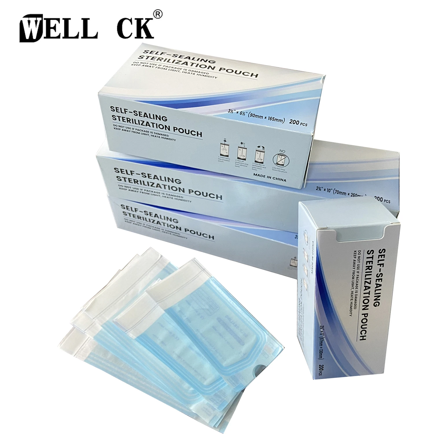 

WELL CK 200 шт./упак. Dentista самозапечатывающийся стерилизационный мешок стоматология медицинская бумага + пленка CPP/PET odontology Dental