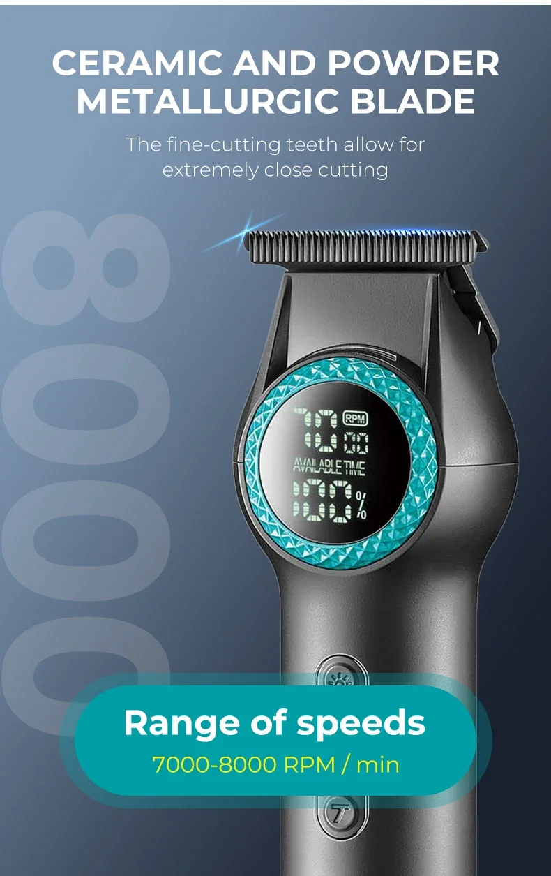 VGR Cordless Cutting hine Barber Electric 8000 RPM Hair Clipper Aparador de cabelo profissional para homens V-990_voghion.com