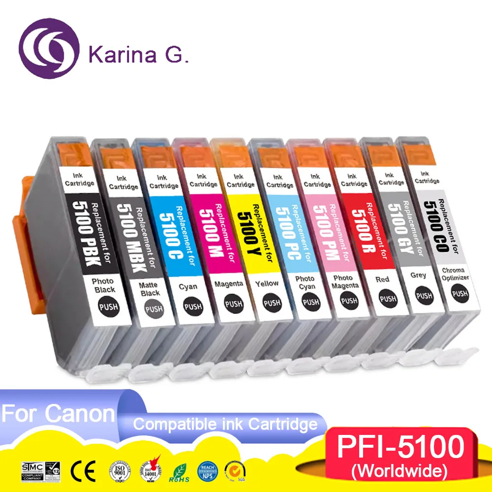 PFI 5100 PFI5100 PFI-5100 Premium Color Compatible Inkjet Ink Cartridge for ima