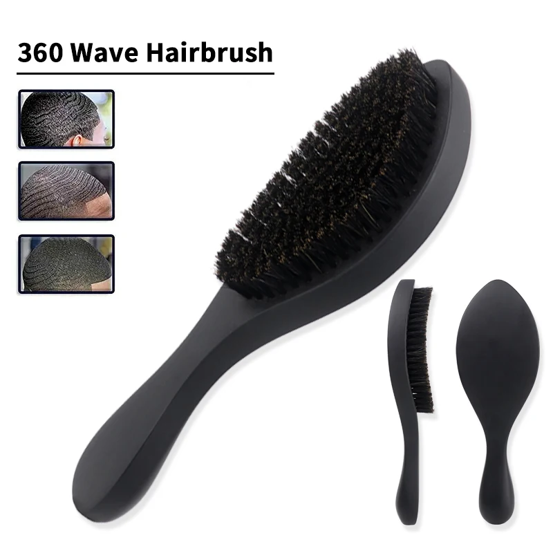 

Private Logo Customization Boar Bristles Hair 360 Wave Brush For Curly, Rough, Coily Hair Detangler Afro Textured Comb