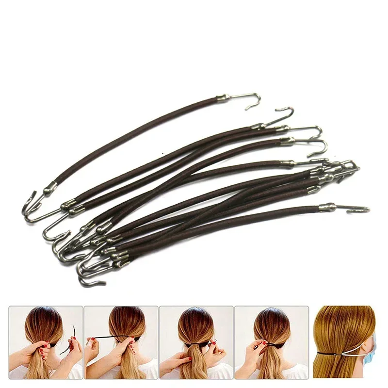 10PCS Pferdeschwanz Gummi Elastische Haken Haar Bands Für Frauen Pistole Haken Haar Zubehör Haar Krawatten Styling Werkzeuge Halter Bungee bands – Detail 5