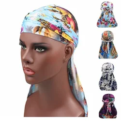 Popular Unisex High Elastic Printing Long Tail Pirate Hat Men and Women Chemotherapy Hat Multi-functional Cap Designer Bonnet