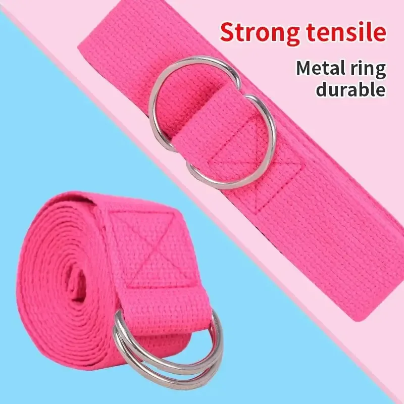 1Pc Yoga Strap For Yoga Pilates Ballet Dance With Adjustable D-Ring Buckle Cotton Belt For Fitness Daily Stretching