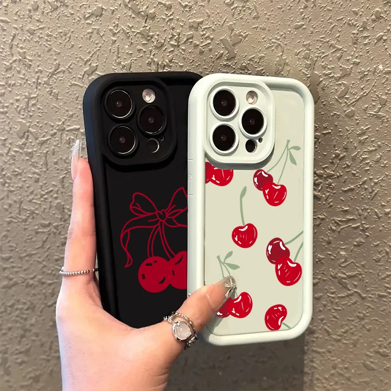 Charming Red Cherry Silicone Phone Case - Soft Protective Cover