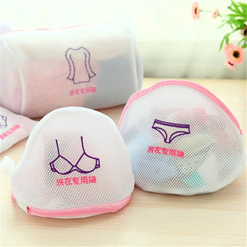 Laundry Bags Fine Mesh Embroidered Bra Lingerie Underwear Dirty Clothes  Washing Machine Washable Mesh Laundry Basket Bag Clean 2