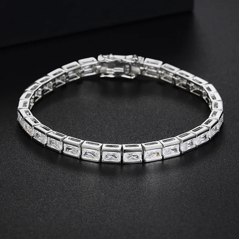 

100% 925 Sterling Silver Zircon High Carbon Diamond Bracelet Simple Luxury for Women Wedding Party Fine Jewelry Gift Wholesale
