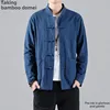 Chinese Style Tang Suit Button Sisal Shirt New Spring Autumn Men's Cotton Linen Zhongshan Jacket Vintage Fashion Top