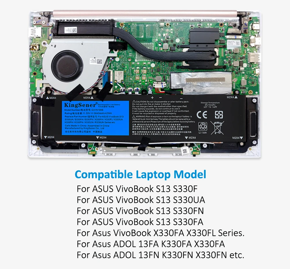 KingSener-Bateria do portátil para ASUS VivoBook S13,