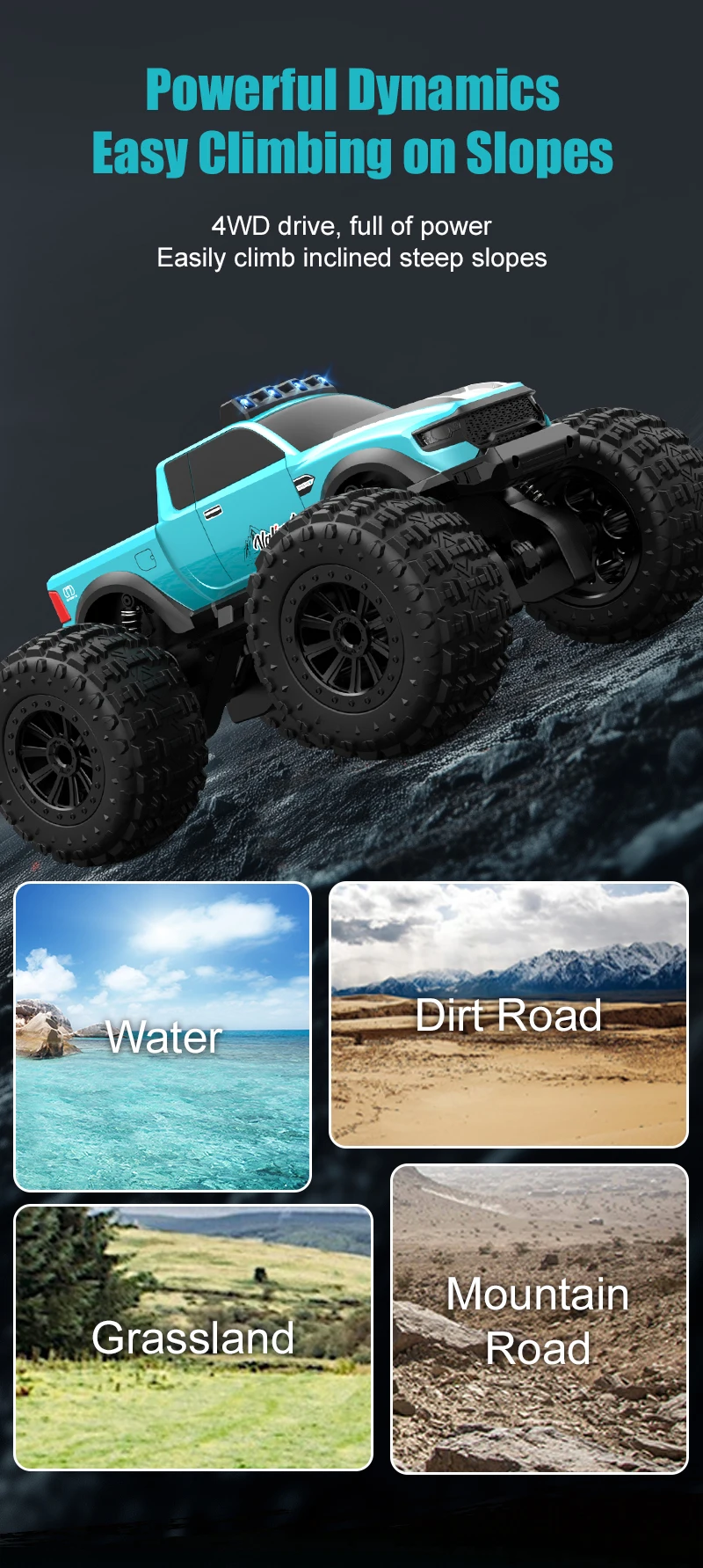 Professionelles ferngesteuertes RC-Auto im Vollformat, Geländewagen, Allradantrieb für Erwachsene, Klettern und Driften, amphibisches Spielzeug c – Detail 6