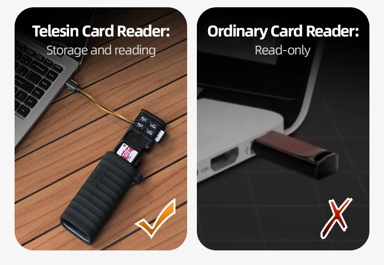 Description Picture 6 of itemTELESIN Micro SD Card Reader Storage Box High Speed Data Transmission Type-C 2-in-1 SD/TF Card Reader for PC Camera