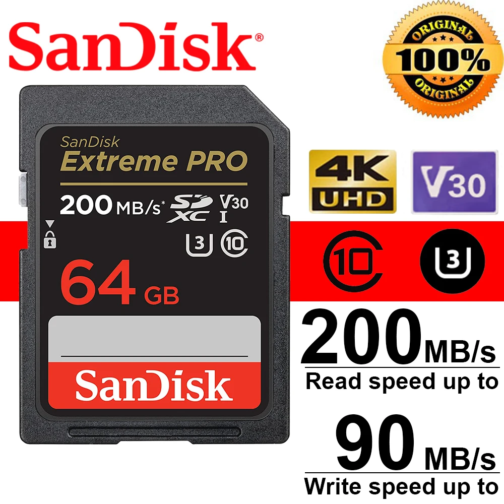 SanDisk – carte SD Extreme PRO, classe 10, U3, V30, 512 go, 256 go, 128 go,  UHS-I go, 4K, UHD, pour appareil photo 3D 1080p - AliExpress