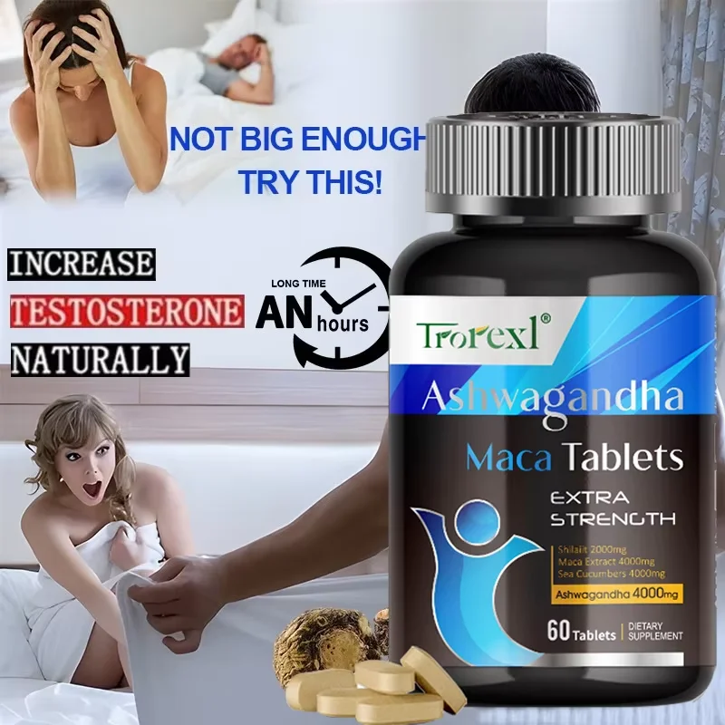 Male Enhancing Supplement Ashwagandha Maca Tablets Energy and Endurance Support Booster for Men