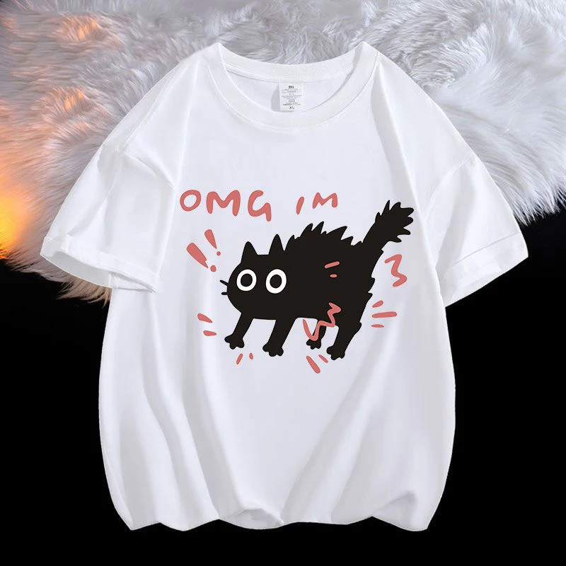 

Y2k Streetwear Clothing Womens Couple T-shirt Girlfriends Blouse Best Friend Short Sleeves Tees Kawaii Cute Cat Dog Graphic Tops