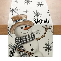 Linen Christmas Table Runner Snowman Xmas Tree Home Dining Table Cover Tablecloth 2024 Navidad Noel Christmas Decorations 2025 1