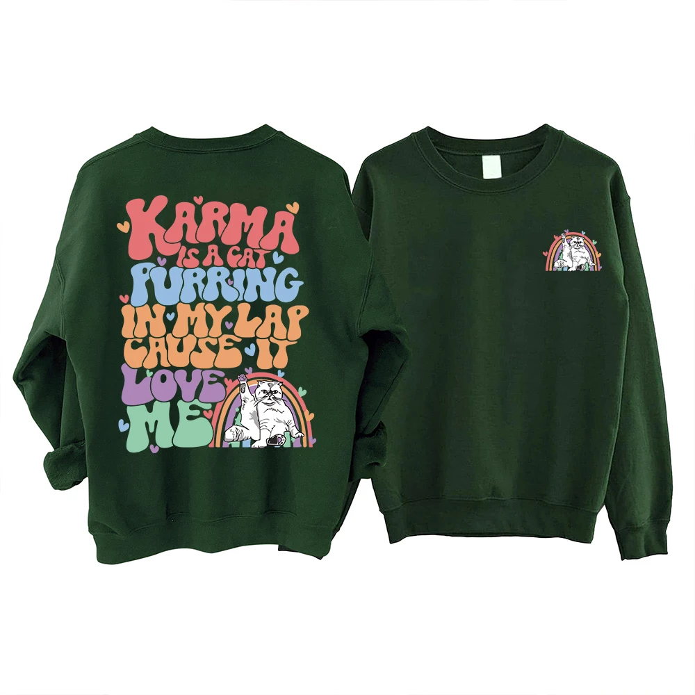 

Retro Midnights Crewneck Sweatshirt Karma Is A Cat Hoodie Kawaii Cat Sweatshirts Gifts