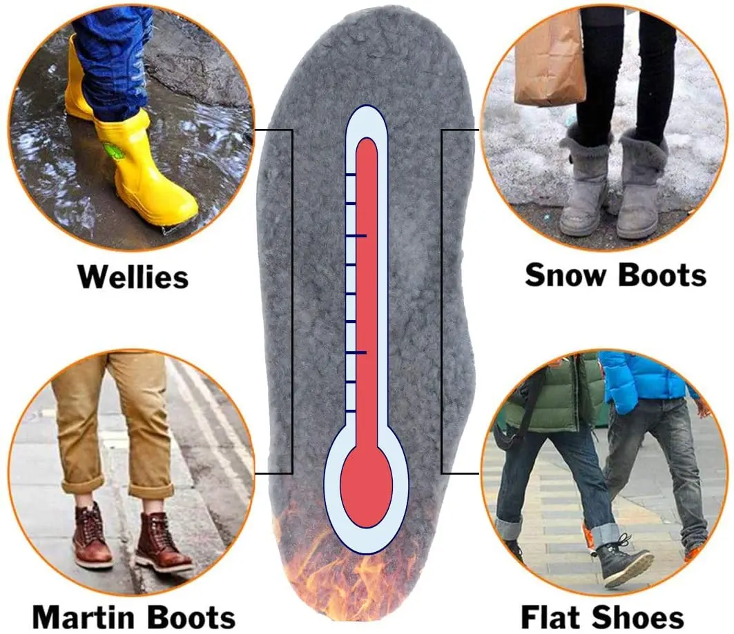 Walkomfy Winter Warm Arch Support Insoles Men Women,Orthotic Insole Shoe Insert For Severe Flat Feet,Plantar Fasciitis,Heel Pain