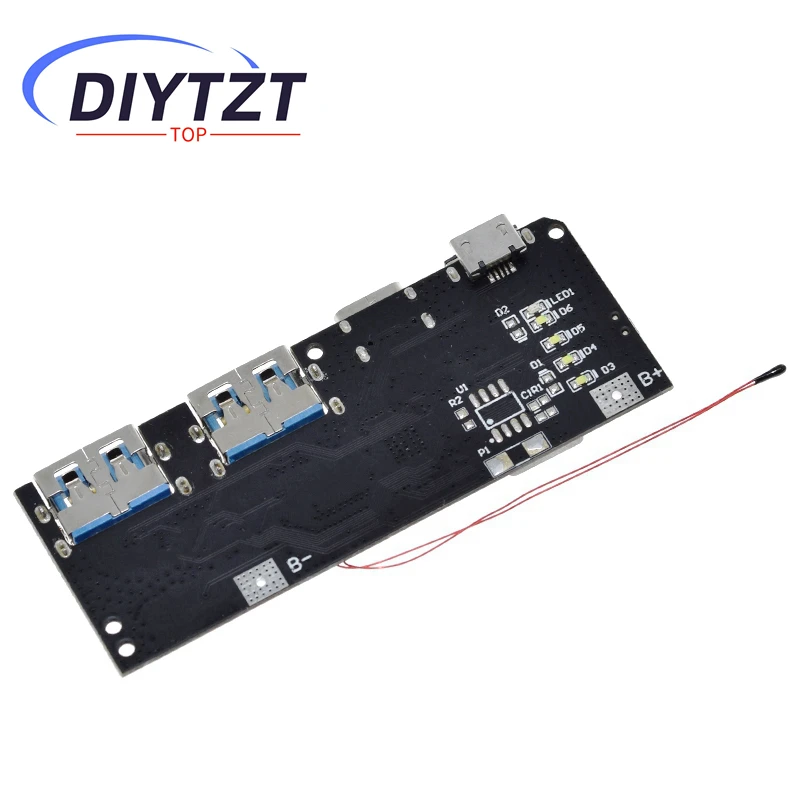 DIYTZT QC4.0 QC3.0 LED Dual USB 5V 4.5A 22.5W Micro/Type-C USB Mobile Power Bank 18650 Charging Module Temperature Protection Power Bank