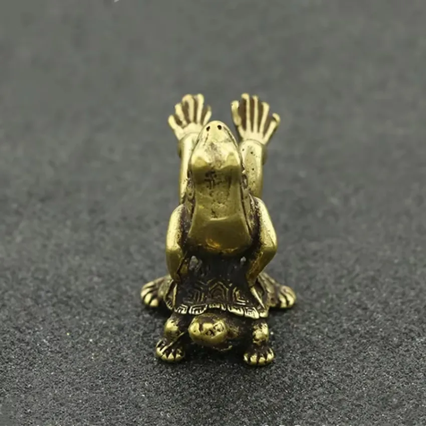 Antique Play Brass Tortoise Frog Miniature Statue Decoration Desk Decoration Home Decoration Bronze Sculpture Home Accessories