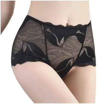 Intimo per donna Mutandine trasparenti in pizzo Vita alta Mutande per sollevamento dell'anca Slip comodi Mutandine ricamate in tinta unita