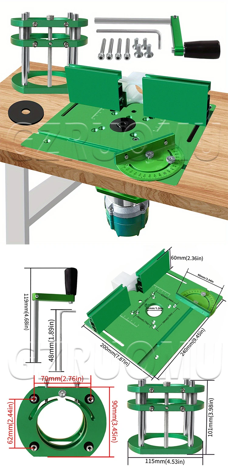 Woodworking Router Accessory Lift Kit - 64~66mm Universal Aluminum Plate for Rou