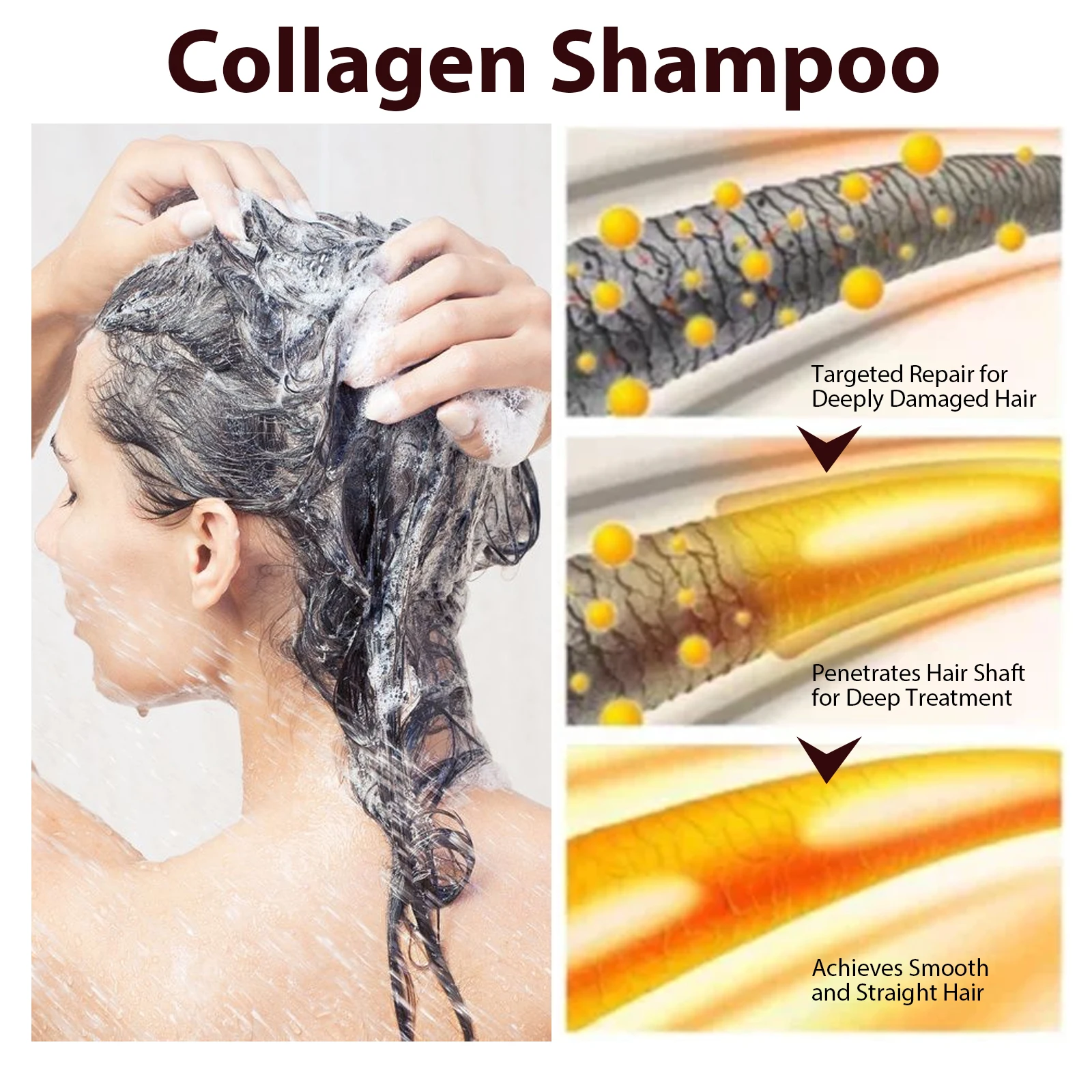 Collagen Keratin Shampoo Hair Cleaning Remove Dandruff Relieve Itching Scalp Treatment Shampoo Moisturizing Hair Care Products 5