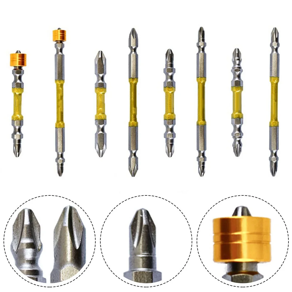 

1pc Cross Screwdriver Bit Double Head PH2 Screwdriver Bit With Magnetic Ring Electric Screwdriver 65-110mm Hand Tools