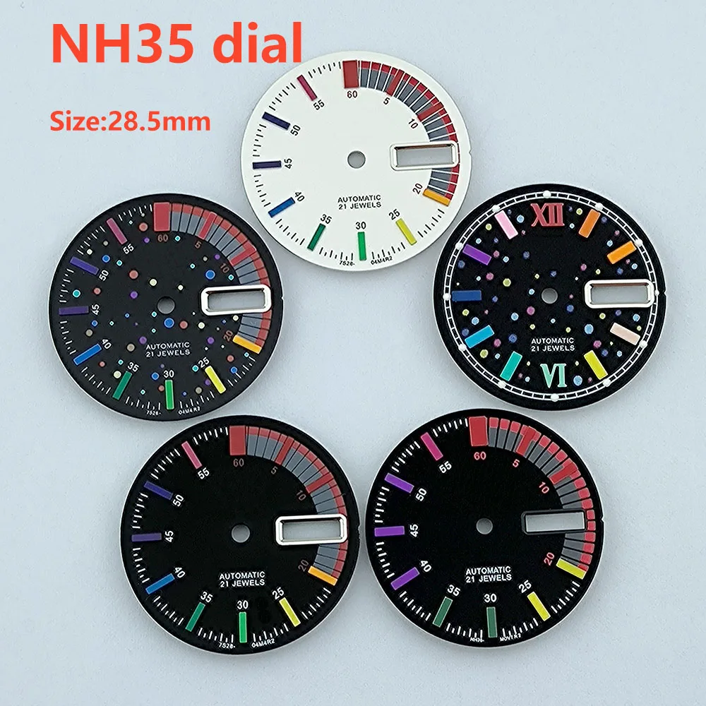 

NH35 dial S dial 28.5mm Colourful dial No luminous suitable for NH35 NH36 movement watch accessories repair tool