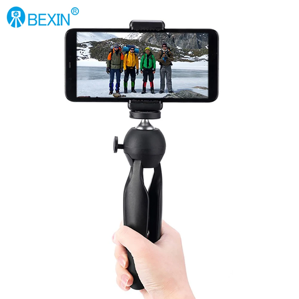 BEXIN MS05 Black Mini Tripod with Ball Head Phone Mount Holder for Microphone Phone Selfie Tripod Live Fill LED Light Bracket