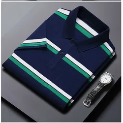 Smart Casual Men Short Sleeve Striped Polo Shirts Korean Streetwear Summer Male Clothes Tees Business Fashion Casual Loose Tops