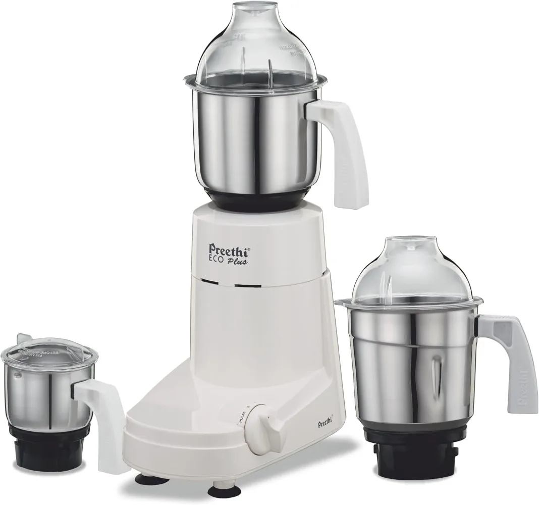 

Preethi Eco Plus Mixer Grinder, White, 3 Jar